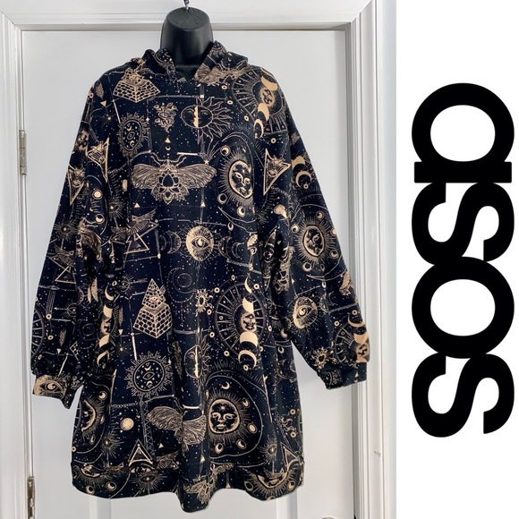 ASOS Dresses & Skirts - ASOS Oversized Black Witchy Graphic Hoodie Dress